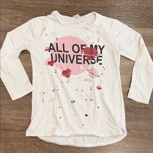 Zara Kids Long Sleeve Tee - White with Pink and Red Graphic